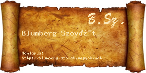 Blumberg Szovát névjegykártya